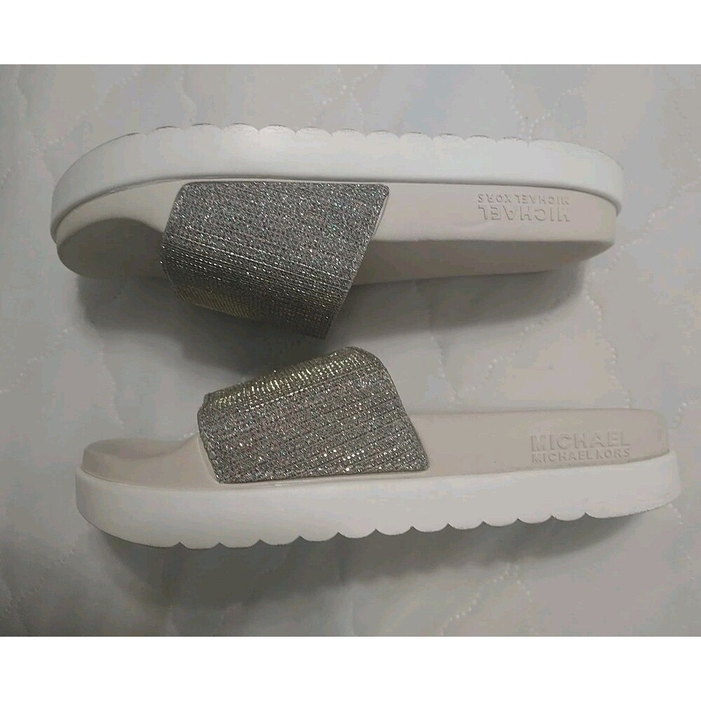 Michael Kors platform Embellished Bling Slides Size 8 Y2K City Boho Beachy